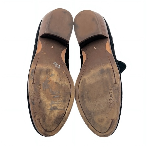 Sam Edelman Paula Black Suede Perforated Western Low Block Heel Ankle Boots Sz 8 - Picture 13 of 13